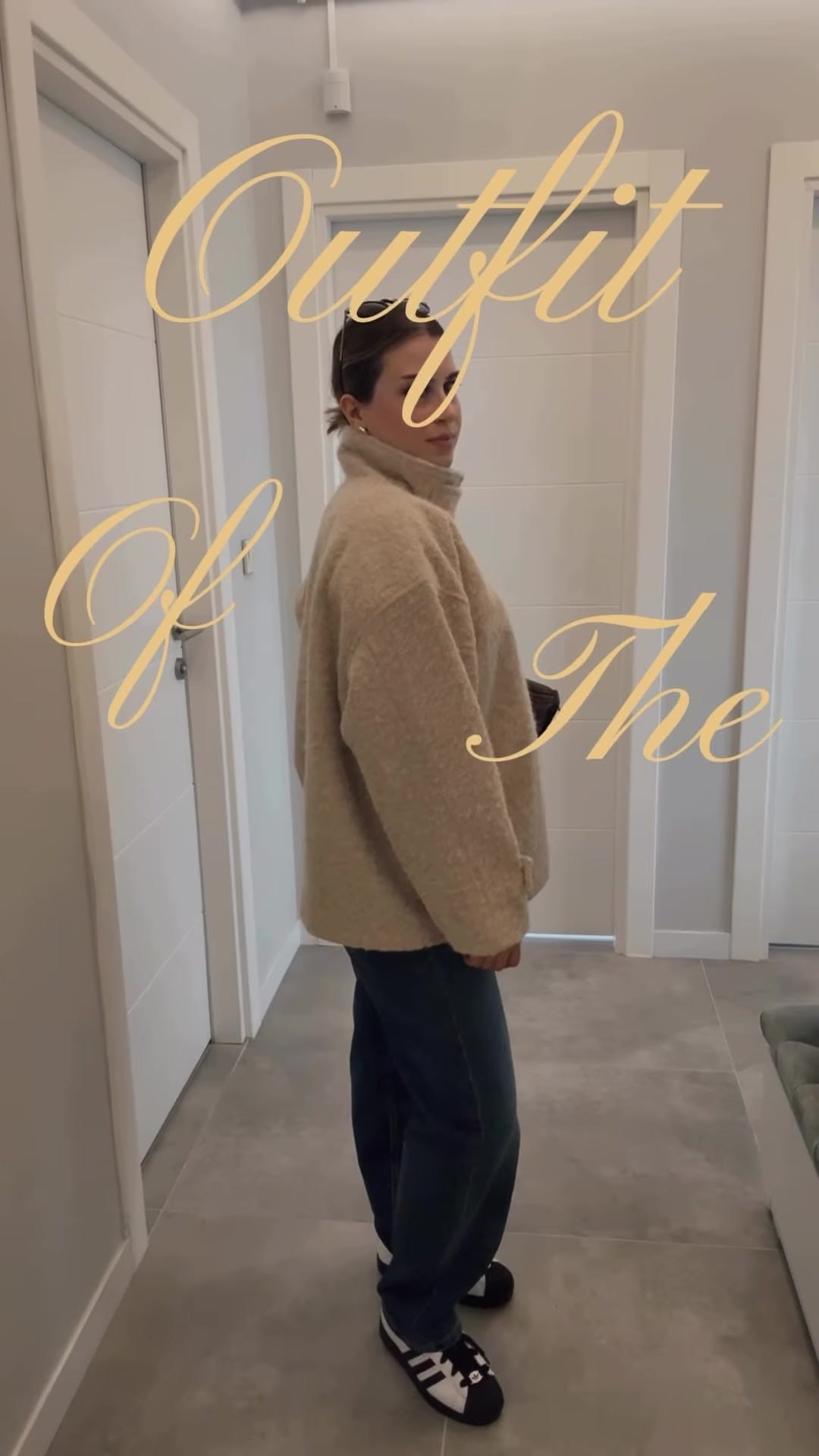 Çift Yaka Kırçıllı Oversize Kaşe Kaban – 2. görsel